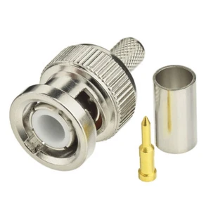 2-pack BNC Male Crimp Solder Connector for RG58 RG400 LMR-195 RG142 Coax Cable - Picture 1 of 3