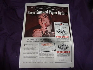 1956 Philip Morris Pfeifentabak Vintage Magazin Anzeige "Two Grand Pipe Tobaccos" - Bild 1 von 1