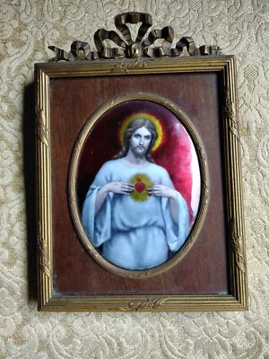 Émail de Limoges F Bienvenu Christ Sacré Coeur - Photo 1/4