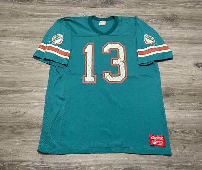 Camiseta para hombre Dan Marino #13 Miami Dolphins NFL vintage años 80 Rawlings EE. UU. talla L Foto 1 de 4