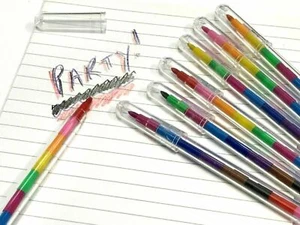 Crayon Pen Stacker Kids Swap Colour Pencil Boy Girl Prize Party Bag Filler Toys - Picture 1 of 10