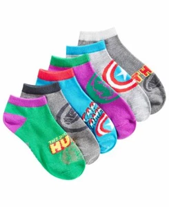 Marvel Avengers Kids 6-Pack Socks Size 6-8.5, Captain America, Thor, & Hulk. - Picture 1 of 3