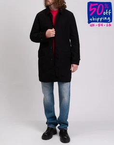 RRP€486 ASPESI Techno Fabric Trench Coat Size L Black Unlined Collared - Picture 1 of 11