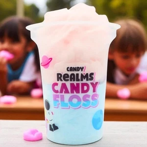 Candy Realms Floss Candy 20g - Erdbeer- & Himbeerseide Vegan Friendly Trea - Bild 1 von 7
