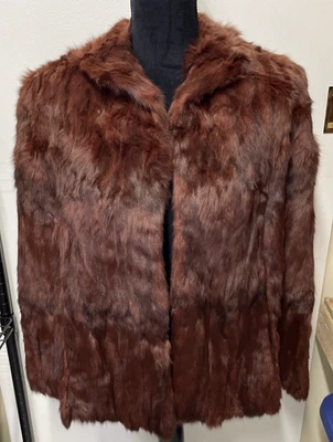 De colección A. Lubritz Nueva Orleans Visón Piel Estola Abrigo Capa Rojo Marrón Talla Única Foto 1 de 4