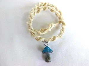 Painted Wooden Mushroom Pendant Hippie Necklace 20" Unisex USA Seller Gift - Picture 1 of 6