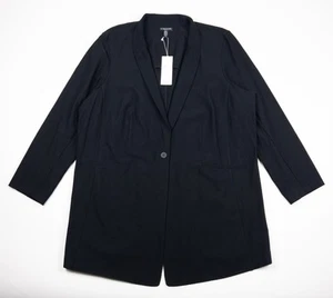 Eileen Fisher waschbare Stretch Krepp Jacke Damen 2X einfarbig schwarz Knopfleiste - Bild 1 von 12