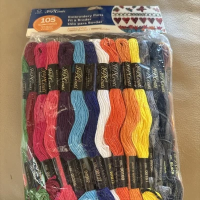 J. & P.  Coats Embroidery Thread Floss Various Colors Lot of 105 skeins NEW - Image 1 of 4