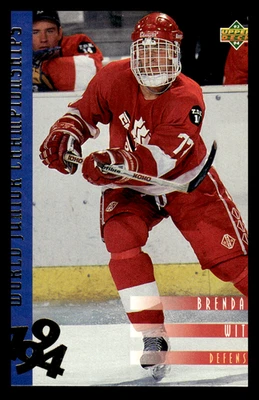 1993 Upper Deck Brendan Witt #544 Canada Hockey Rookie World Junior Championship - Image 1 of 2