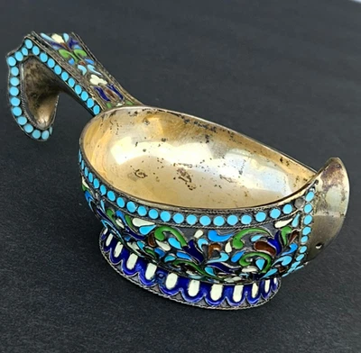 Antiguo Imperial Ruso 88 Plata Cloisonne Esmalte Kovsh por Nicolay Zverev Foto 1 de 4