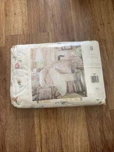 Neu Vintage Jessica McClintock One King flaches Laken creme rosa Blumen - Bild 1 von 7