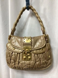MIU MIU Matelasse Handtasche Schultertasche Leder Khaki Beige Gebraucht Original - Bild 1 von 14