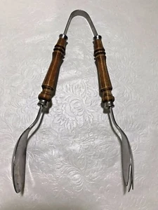 Pinza para ensaladas Japón con mango de madera de acero inoxidable Mid Century - Imagen 1 de 5
