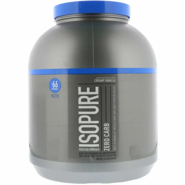 2 X Isopure, cero carbohidratos, proteína en polvo, vainilla cremosa, 4,5 lb (2,04 kg) Foto 1 de 1