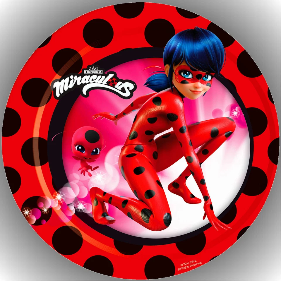 MARKENLOS Colocador de tartas cumpleaños fiesta imagen de tartas fondant oblata milagrosa Ladybug P11
