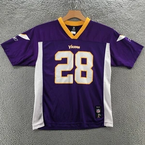 Reebok NFL Vikings Petterson #28 Jersey Shirt Youth XL 18-20 Purple Short Sleeve - Picture 1 of 22