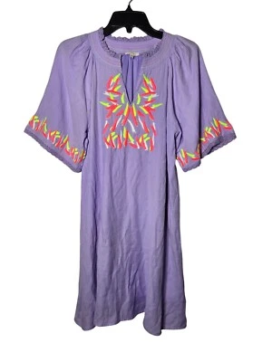 Vestido Jodifl púrpura bordado cuello en V hasta la rodilla talla mediana neón fecha de Pascua Foto 1 de 4