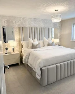 Panel Plush Velvet Full Upholstered Bed Frame Available in All Size and colour - Picture 1 of 4