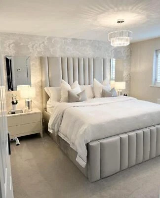 Panel Plush Velvet Full Upholstered Bed Frame Available in All Size and colour - Image 1 of 4