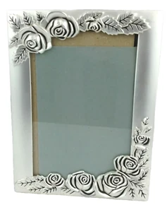 Photo Book Frame Silver Embossed Roses Holds 100 Pictures 4x6" Black Velvet - Picture 1 of 11