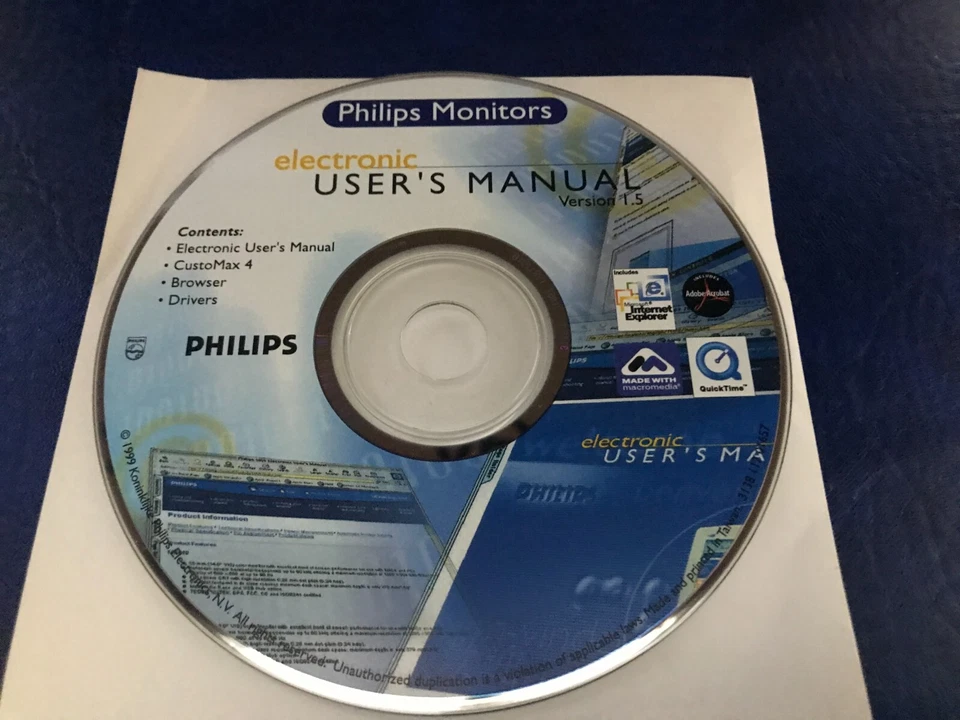 Monitores Philips 1999 vintage manual de usuario versión 1,5 software en CD Foto 1 de 1