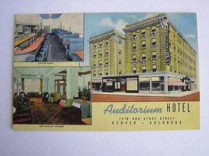 Auditorium Hotel 14th & Stout Street Denver Colorado Vintage Unused Postcard - Picture 1 of 2