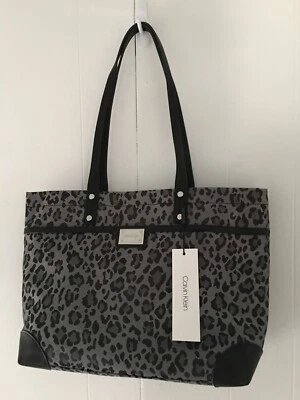 Bolsa tote Calvin Klein Teodora leopardo - Cinza/prata (nova com etiquetas) - Imagem 1 de 3