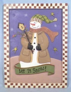 Snowman Wall Plaque Let It Snow Plaster Winter Scene Christmas Tree Shop China - Picture 1 of 5