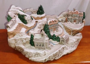 large TAMPA BAY MOLD co winter TRAIN SCENE houses CHRISTMAS vintage ceramic - Picture 1 of 8