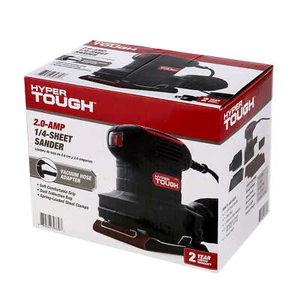 Hyper Tough 2 Amp Corded 1/4 Sheet Palm Sander 3 Sanding Sheets 60 80 120 Grit - Picture 1 of 12