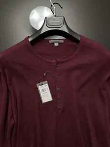 Suéter de lujo para hombre John Varvatos Collection - Henley - Ciruela - $188 Nuevo con etiquetas - Imagen 1 de 14