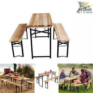 Beer Table Bench Set Folding Trestle Outdoor Wooden Garden Furniture Party 120cm - Picture 1 of 6