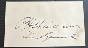 Civil War Lt. General Philip Sheridan Signature Autograph on Card with COA