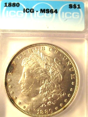 1880 MORGAN SILVER DOLLAR MS64 ICG - Image 1 of 4