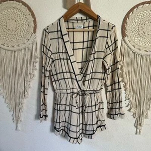 Urban outfitters out from under cream and black pajama romper large - Picture 1 of 6