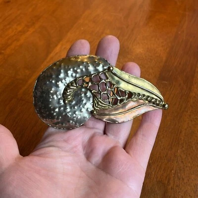 Hebilla de cinturón de metal mixta brutalista hecha a mano cobre latón gitano boho artístico abstracto Foto 1 de 4