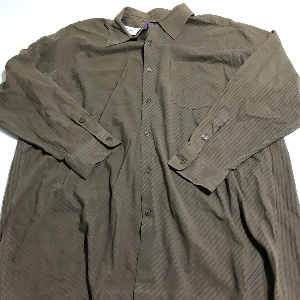 Camisa Earvin Magic Johnson Signature LS Seda Marrón Rayas Talla 3X De Colección Nueva de Lote Antiguo Foto 1 de 4