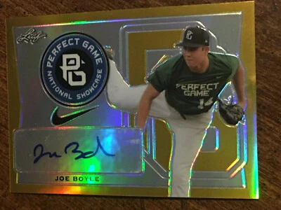 JOE BOYLE 2016 Leaf PERFECT GAME Autograph GOLD PRISMATIC #1/1 RAYS NOTRE DAME - Image 1 of 4