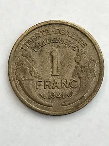 1941 French One Franc Coin - Picture 1 of 2