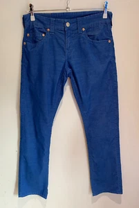 True Religion Bobby Cords Size 12 W 30 VGC blue corduroy jeans straight leg - Picture 1 of 9
