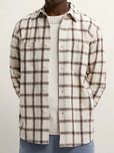 ZARA 'Textured Plaid Overshirt' Men's Soft Relaxed Fit Shirt Jacket L Brown NWT! - Picture 1 of 21