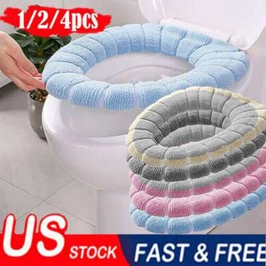 1/2/4x Bathroom Toilet Seat Closestool Cushion Washable Soft Cover Mats Warmer - Picture 1 of 19