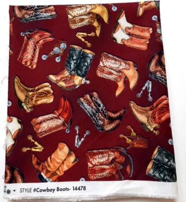 1 Yd COWBOY BOOTS 14478 Yellowstone by Greta Lynn Benartex Kansas Cotton Fabric - Image 1 of 4