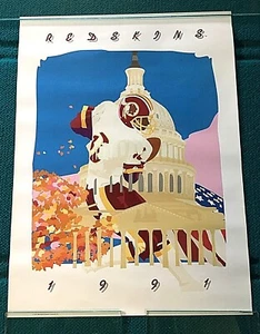 1991 Vintage : WASHINGTON REDSKINS poster 24" x 18" ART PRINT @ Football NFL - Picture 1 of 3