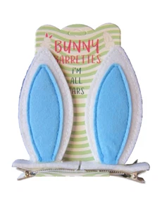 Felt Bunny Ear Barrettes Blue Hair Clips 4 inch Easter Rabbit Costume Ears - Picture 1 of 1