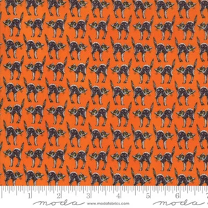 Bewitching Pumpkin 19844 13 Deb Strain Moda Black Cats Orange fabric ~BTY - Picture 1 of 1