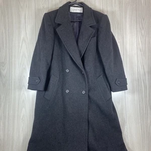 Evan Picone Wool Women's Dress Coat Double Breasted Long Charcoal Gray Size 12 - Picture 1 of 16