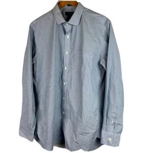 Camisa de vestir J Crew para hombre talla grande sin planchar con botones al frente a rayas azul claro - Imagen 1 de 6