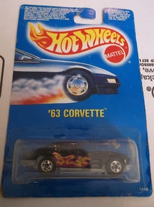 63 CORVETTE, # , black, bw, HOT WHEELS BLUE CARD - Picture 1 of 1