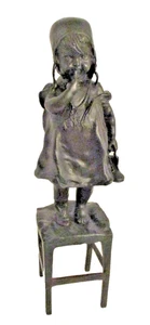 VTG.  Bronze Andrea by Sadek Girl On A Chair Holding Shoe  by Clara Juan(# 2625) - Picture 1 of 13
